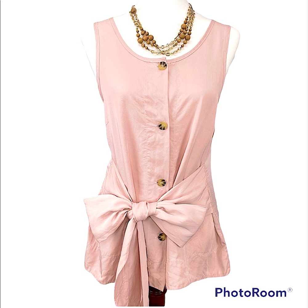 Addie Pink Sleeveless Waist Tie Blouse
